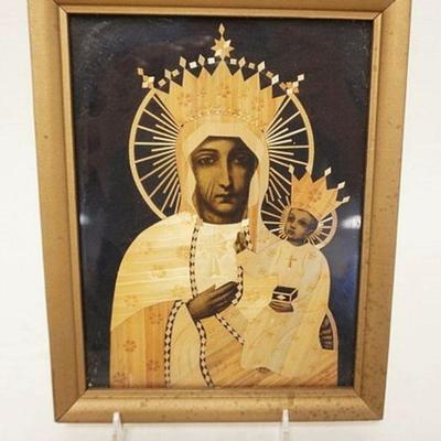 1134	FRAMED RUSSIAN ICON	FRAMED RUSSIAN ICON, INLAY WOOD APPROXIMATELY 7 1/4 IN X 9 1/2 IN
