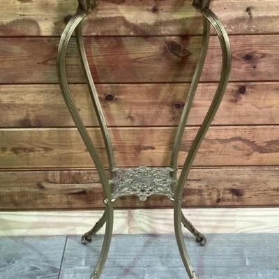 Brass-Tone Plant Stand is 31in h w/ 15in Sq Top
