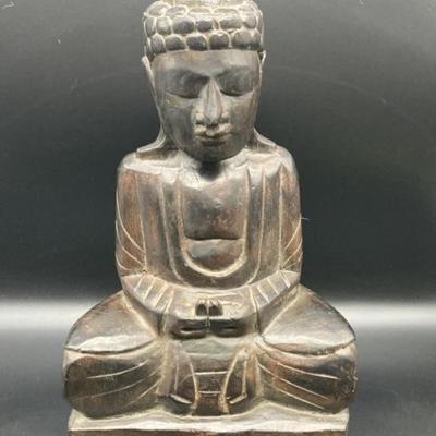Wooden Buddha Statue, Made in Indonesia, 15in