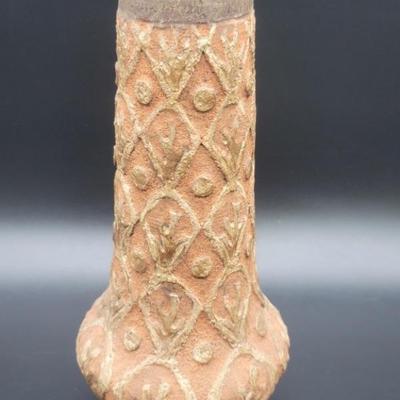 Textured Terra Cotta Pottery Vase is 11in