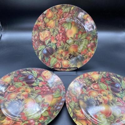 (3) Fruit Orchard 9in Round Platters