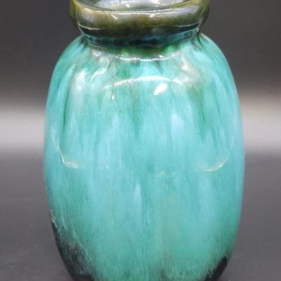 Hand Made Studio Pottery Turquoise & Brown Vase