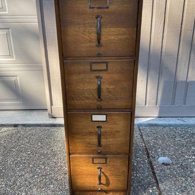 Antique Wood File Cabinet