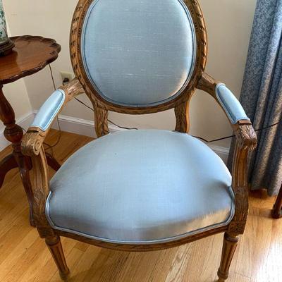 Cameo back satin upholstered chairs 