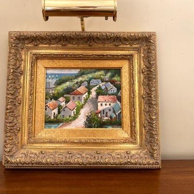 Amazingly detailed oil of a village and perfect frame  