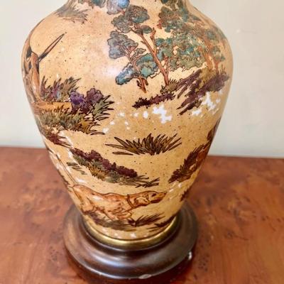 Mid century hunting scene lamp