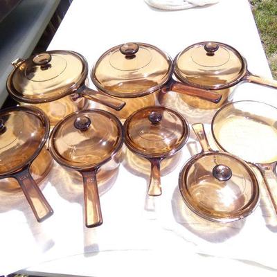 15 Piece Set of Corning Visions France Cookware.  