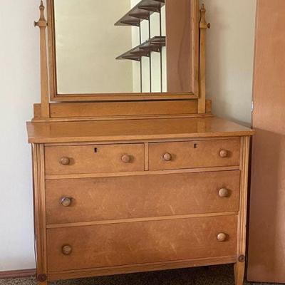 Antique Bridseye Maple Bedroom Suite
