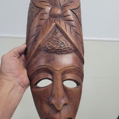 Wall art/decor, carved African mask. Approximately 18