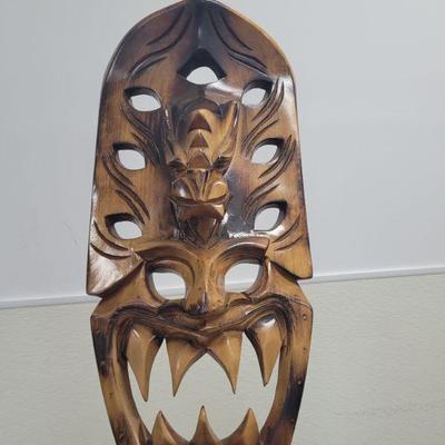 Hand carved wooden mask, possibly Kala Rau, which is a demon mask. Very good condition, it is approximately 12