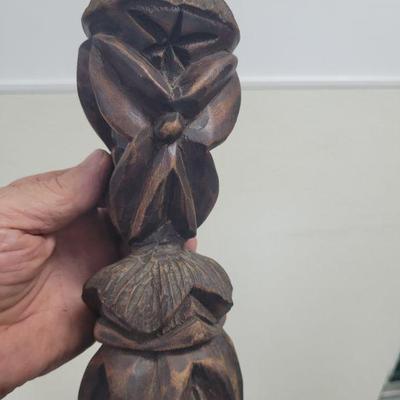 This is a hand carved, decorative pedestal, very good condition, measures approximately 9