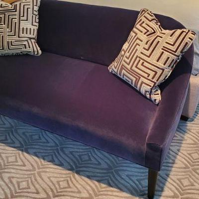 Deep blue velvet loveseat