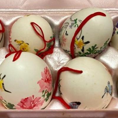 Vintage eggshell Christmas ornaments