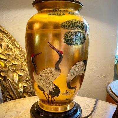 Asian-style gold lamp with birds