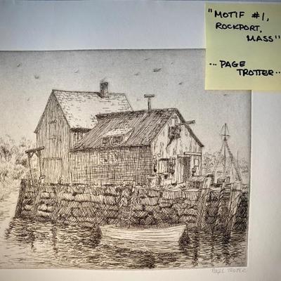 Page Trotter signed engraving by Sidney Ward â€œMotif #1, Rockport, Mass.â€