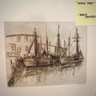Page Trotter signed engraving by Sidney Ward â€œHome Portâ€