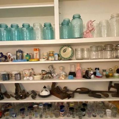 Vintage Shot Glass Collection, Ball & Atlas Jars, Unicorn Collection, Vintage Tins and Bottles