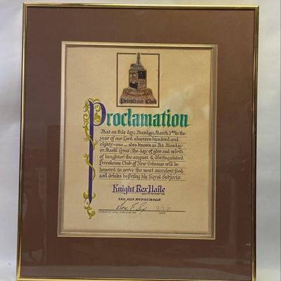https://www.ebay.com/itm/115519734839	NL1005 FRAMED AND MATTED PROCLAMATION PETROLEUM CLUB NEW ORLEANS 1981
