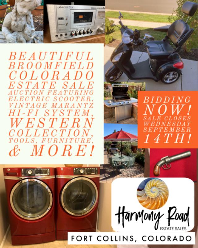 Beautiful Broomfield Estate Sale featuring electric scooter, Marantz
