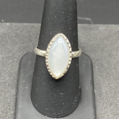 Sterling Silver Ring with Moonstone, 
 Size 8.25