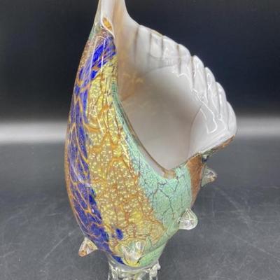 10in Art Glass Conch Shell