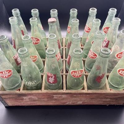 Vintage Dr. Pepper Crate with Bottles