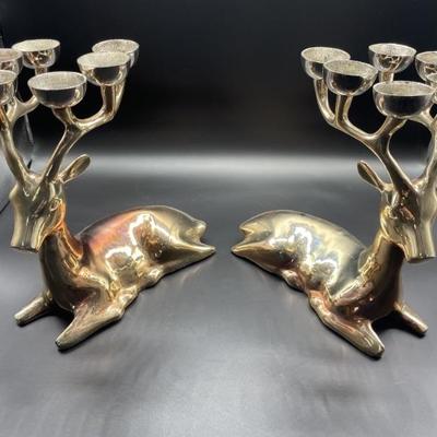 Set of 2 Deer Candle Holders