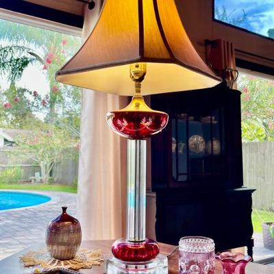 Cranberry Glass Parlor Lamp