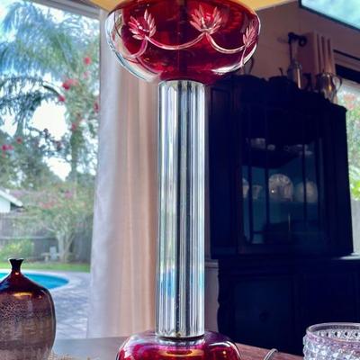 Cranberry Glass Parlor Lamp