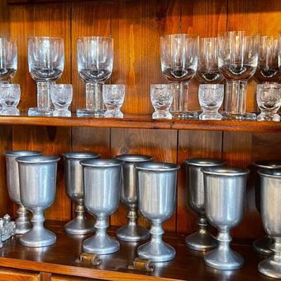 Quality Glass & Pewter Goblets