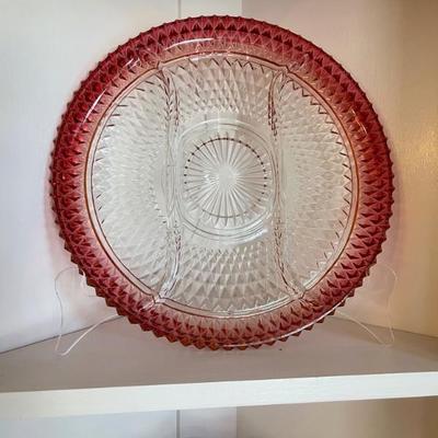 Indiana Glass Ruby Red Divided Plate