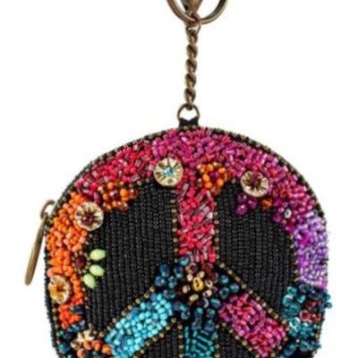 New! Mary Frances "Make Peace" Coin Purse/Keychain