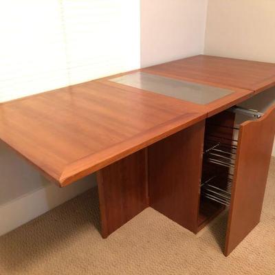 SKOVBY  DROP LEAF TABLE WITH STORAGE COMPARTMENTS  43=70 in L x 31.5 in W x 29 in H