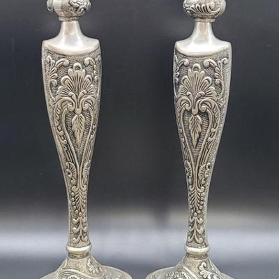 (2) Large Scale Brass Candlesticks are 14in Tall