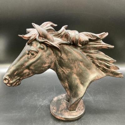 Bronze Resin Horse Bust Sculpture is 15in t