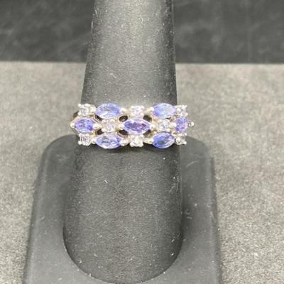 Sterling Silver Ring with Tanzanite, Size 8
