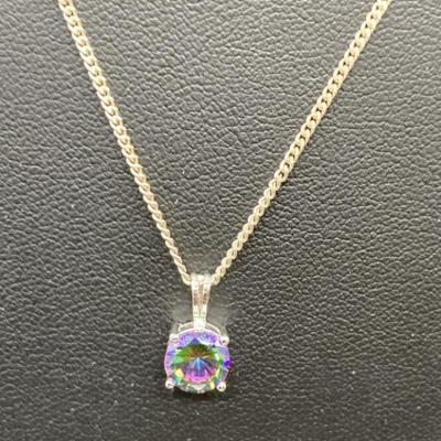 18in Sterling Silver Necklace w/ Mystic Topaz