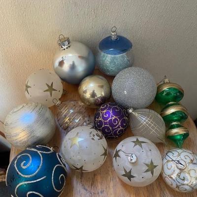 Lots of Christmas decorations and tree oranments