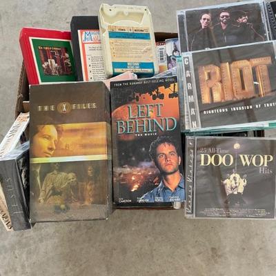 Cassette taps , eight tract tapes, DVD, VCR, movies of all kind 