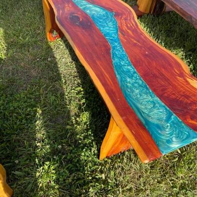 Hand made cedar river table
