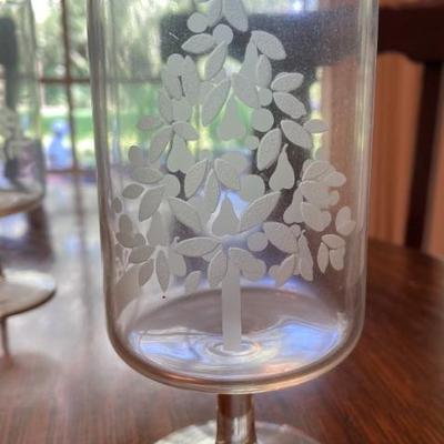 Etched partridge in a pear tree glassware from Selbers