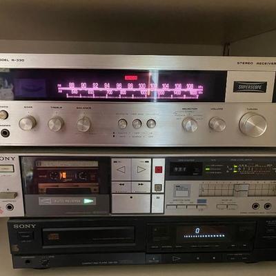 Superscope receiver, Sony cassette player, Sony CD player