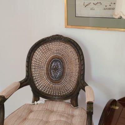 Pair of caned back chairs