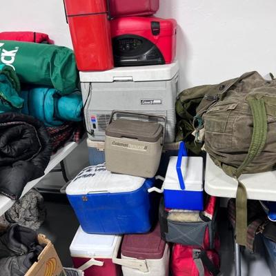 Camping Supplies, Coolers, Sleeping Bags, Military Bags