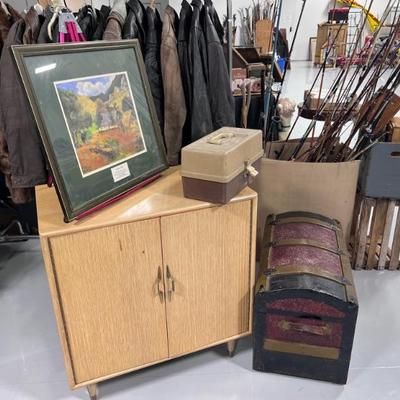 Art, Mid Century Cabinet, Tackle Box with Tackle