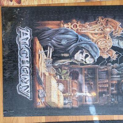 Alchemy Gothic Puzzle Skull  Puzzle Skeleton with Rose Year 1977