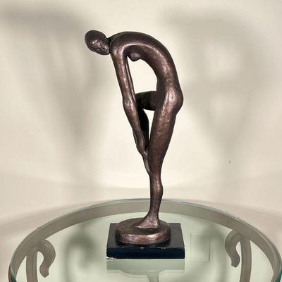 MODERNIST SCULPTURE | Bronze style composition sculpture of a female figure, signed on the bottom 