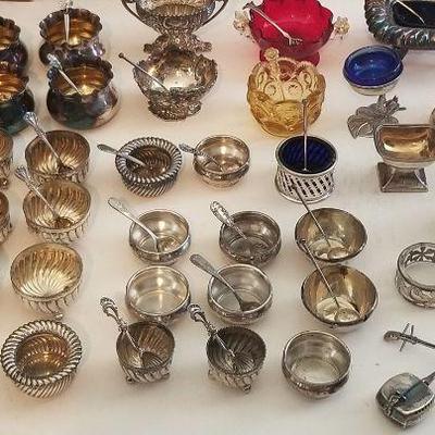 Large Open Salts Containers Lot of 70 pcs ~ Sterling Silver ~ W/ Book