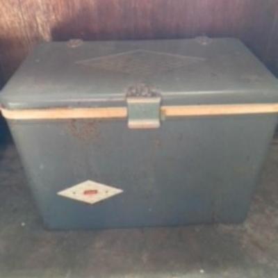 Vintage metal Coleman cooler