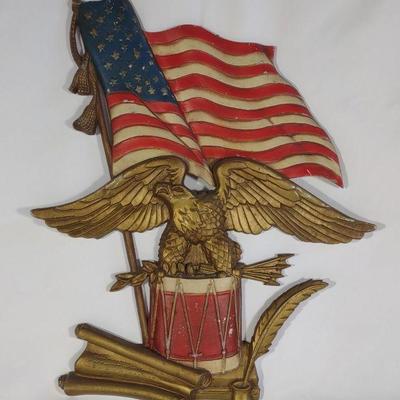 Vintage Sexton Painted Aluminum Eagle & Flag